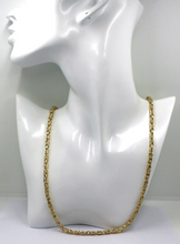 Load image into Gallery viewer, 18k yellow gold squared tubular 4.1mm byzantine chain necklace, 60cm 24" hollow