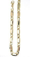 Load image into Gallery viewer, 18K YELLOW WHITE ROSE GOLD BRACELET 6 MM, 7.5" SQUARE FLAT ALTERNATE GOURMETTE