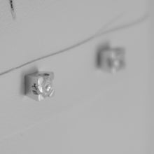 Load image into Gallery viewer, 18K WHITE GOLD SQUARE 3.5 mm EARRINGS DIAMOND DIAMONDS 0.32 CT, MADE IN ITALY