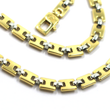 Load image into Gallery viewer, solid 18k yellow white gold chain square cubes ovals alternate flat 5.7mm, 20"