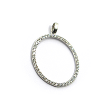 Load image into Gallery viewer, 18k white gold diameter 25mm circle hoop round pendant with white cubic zirconia