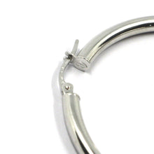 Load image into Gallery viewer, 18K WHITE GOLD ROUND CIRCLE EARRINGS DIAMETER 30 MM, WIDTH 3 MM, MADE IN ITALY