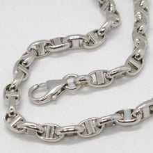 Cargar imagen en el visor de la galería, PULSERA MARINERA OVALADA DE ORO BLANCO DE 18 QUILATES DE 3,5 MM Y 19 CM DE 7,50" HECHA EN ITALIA