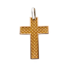 Load image into Gallery viewer, Solid 18k white and pink gold flat cross with square in the center made in Italy