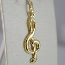 Load image into Gallery viewer, 18K YELLOW GOLD PENDANT CHARMS, TREBLE CLEF, VIOLIN KEY, 36 MM, MADE IN ITALY