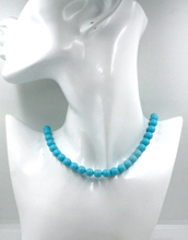 Load image into Gallery viewer, 18k yellow gold necklace 18", 8mm reconstructed turquoise round beads spheres