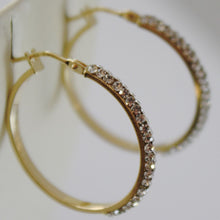 Load image into Gallery viewer, SOLID 18K YELLOW GOLD CIRCLE HOOP EARRINGS WITH ZIRCONIA LUMINOUS
