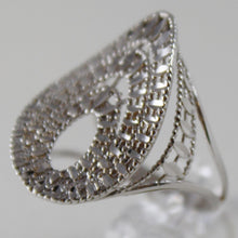 Load image into Gallery viewer, SOLID 18K WHITE GOLD BAND RING OVAL WAVE, BRIGHT, FINELY WORKED MADE IN ITALY