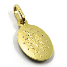 Load image into Gallery viewer, SOLID 18K YELLOW OVAL GOLD MEDAL, VIRGIN MARY 13mm, MIRACULOUS, GREEN ENAMEL