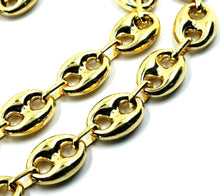 Load image into Gallery viewer, 18K YELLOW GOLD MARINER CHAIN BIG OVALS 12 MM, 24 INCHES ANCHOR ROUNDED NECKLACE