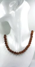 Load image into Gallery viewer, 18k yellow gold necklace 16" with 10mm brown agate faceted beads spheres balls