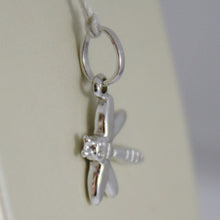 Load image into Gallery viewer, 18K WHITE GOLD FLAT DRAGONFLY PENDANT CHARMS, 17 MM SMOOTH BRIGHT MADE IN ITALY