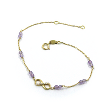 Charger l'image dans la galerie, Bracelet en or jaune 18 carats 7,5", améthyste violette facettée de 2,5 mm, centre infini