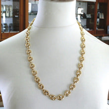 Load image into Gallery viewer, 18K YELLOW GOLD MARINER CHAIN BIG OVALS 12 MM, 24 INCHES ANCHOR ROUNDED NECKLACE
