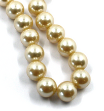 Load image into Gallery viewer, 18k yellow gold 24" necklace big 9.5mm perfect synthetic champagne round pearls