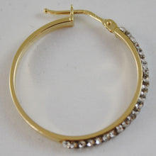 Load image into Gallery viewer, SOLID 18K YELLOW GOLD CIRCLE HOOP EARRINGS WITH ZIRCONIA LUMINOUS