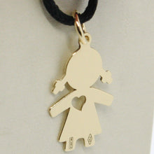 Load image into Gallery viewer, 18K YELLOW GOLD LUSTER PENDANT WITH GIRL BABY WITH HEART PERFORAT MADE IN ITALY