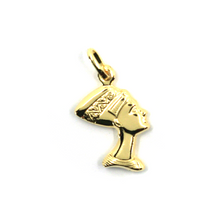 Cargar imagen en el visor de la galería, Colgante de cabeza de Nefertiti de 18 mm en oro amarillo de 18 quilates, redondeado y liso, 2 caras