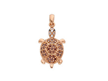 Load image into Gallery viewer, 18K ROSE GOLD TURTLE ZIRCONIA PENDANT CHARM, 23 mm 0.9 inches