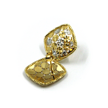 Load image into Gallery viewer, 18k yellow white gold stud 15mm square earrings with finely worked frame