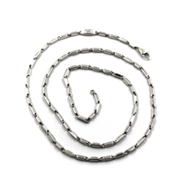Load image into Gallery viewer, 18k white gold chain oval triangular 2.2x7mm rounded tubes links, 60cm 24"