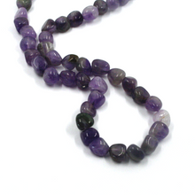 Load image into Gallery viewer, 18k yellow gold necklace 15" with 8mm natural purple amethyst nuggets