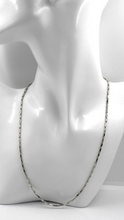 Load image into Gallery viewer, 18k white gold chain oval triangular 2.2x7mm rounded tubes links, 60cm 24"