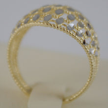 Load image into Gallery viewer, SOLID 18K WHITE & YELLOW GOLD BAND RING LUMINOUS FINELY WORKED MADE IN ITALY