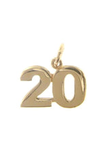 Load image into Gallery viewer, 18K YELLOW GOLD NUMBER 20 TWENTY PENDANT CHARM 0.7 INCHES 17 MM MADE IN ITALY