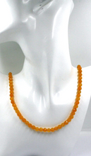Load image into Gallery viewer, 18k yellow gold necklace 20", orange jade round faceted 6mm beads spheres balls