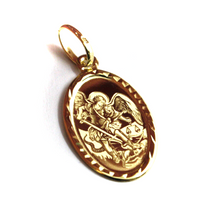 Load image into Gallery viewer, 18k yellow gold Saint Michael Archangel 22mm oval medal, pendant worked frame