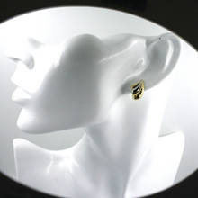 Load image into Gallery viewer, 18k yellow white gold stud 16mm triple wave earrings, alternate worked