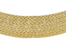 Load image into Gallery viewer, 18k yellow gold multi-strand 6 spiga wheat wires braided bracelet 13mm wide 7.5"
