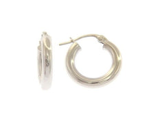 Load image into Gallery viewer, 18K WHITE GOLD ROUND CIRCLE EARRINGS DIAMETER 10 MM, WIDTH 3 MM, MADE IN ITALY