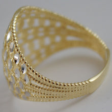 Load image into Gallery viewer, SOLID 18K WHITE & YELLOW GOLD BAND RING LUMINOUS FINELY WORKED MADE IN ITALY