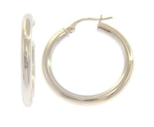 Load image into Gallery viewer, 18K WHITE GOLD ROUND CIRCLE EARRINGS DIAMETER 20 MM, WIDTH 3 MM, MADE IN ITALY