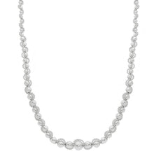 Charger l'image dans la galerie, Collier en or blanc 18 carats, 18 pouces, sphères de 3 à 8 mm taillées en diamant avec monture à double boules