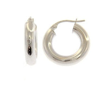 Load image into Gallery viewer, 18K WHITE GOLD ROUND CIRCLE EARRINGS DIAMETER 10 MM, WIDTH 4 MM, MADE IN ITALY