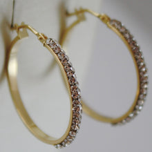 Load image into Gallery viewer, SOLID 18K YELLOW GOLD CIRCLE HOOP EARRINGS WITH ZIRCONIA LUMINOUS