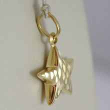 Load image into Gallery viewer, 18K YELLOW GOLD ROUNDED STAR PENDANT CHARM 20 MM WORKED & SMOOTH, MADE IN ITALY