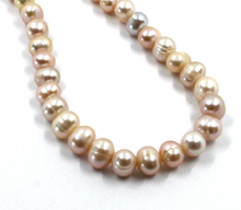 Cargar imagen en el visor de la galería, Pulsera de oro amarillo de 18 quilates de 18,1 cm con perlas barrocas de agua dulce redondas/ovaladas de color rosa de 6,5 mm.