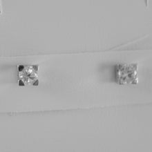 Load image into Gallery viewer, 18K WHITE GOLD SQUARE 3.5 mm EARRINGS DIAMOND DIAMONDS 0.32 CT, MADE IN ITALY