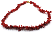 Load image into Gallery viewer, 18k yellow gold necklace 20" with tube red bamboo coral length 5-15mm
