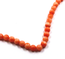 Load image into Gallery viewer, 18k yellow gold necklace 16" with 5mm rose pink bamboo coral round beads spheres