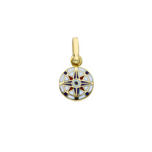 Load image into Gallery viewer, 18k yellow gold red blue enamel round small pendant, diameter 10mm compass medal