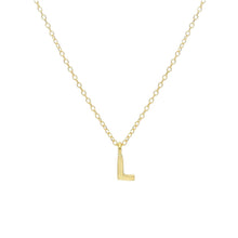 Load image into Gallery viewer, 18k yellow gold rolo thin 16" necklace with small 5mm letter initial L