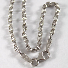 Load image into Gallery viewer, 18K WHITE GOLD CHAIN NECKLACE SAILOR'S OVAL NAVY LINK 23.62 IN. MADE IN ITALY