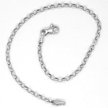 Load image into Gallery viewer, 18K WHITE GOLD BRACELET, 18 CM, MINI ROLO 2 MM CIRCLE LINKS, MADE IN ITALY