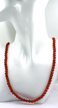 Load image into Gallery viewer, 18k yellow gold necklace 24", red jade round faceted 6mm beads spheres balls