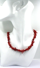 Load image into Gallery viewer, 18k yellow gold necklace 24" with tube red bamboo coral length 5-15mm